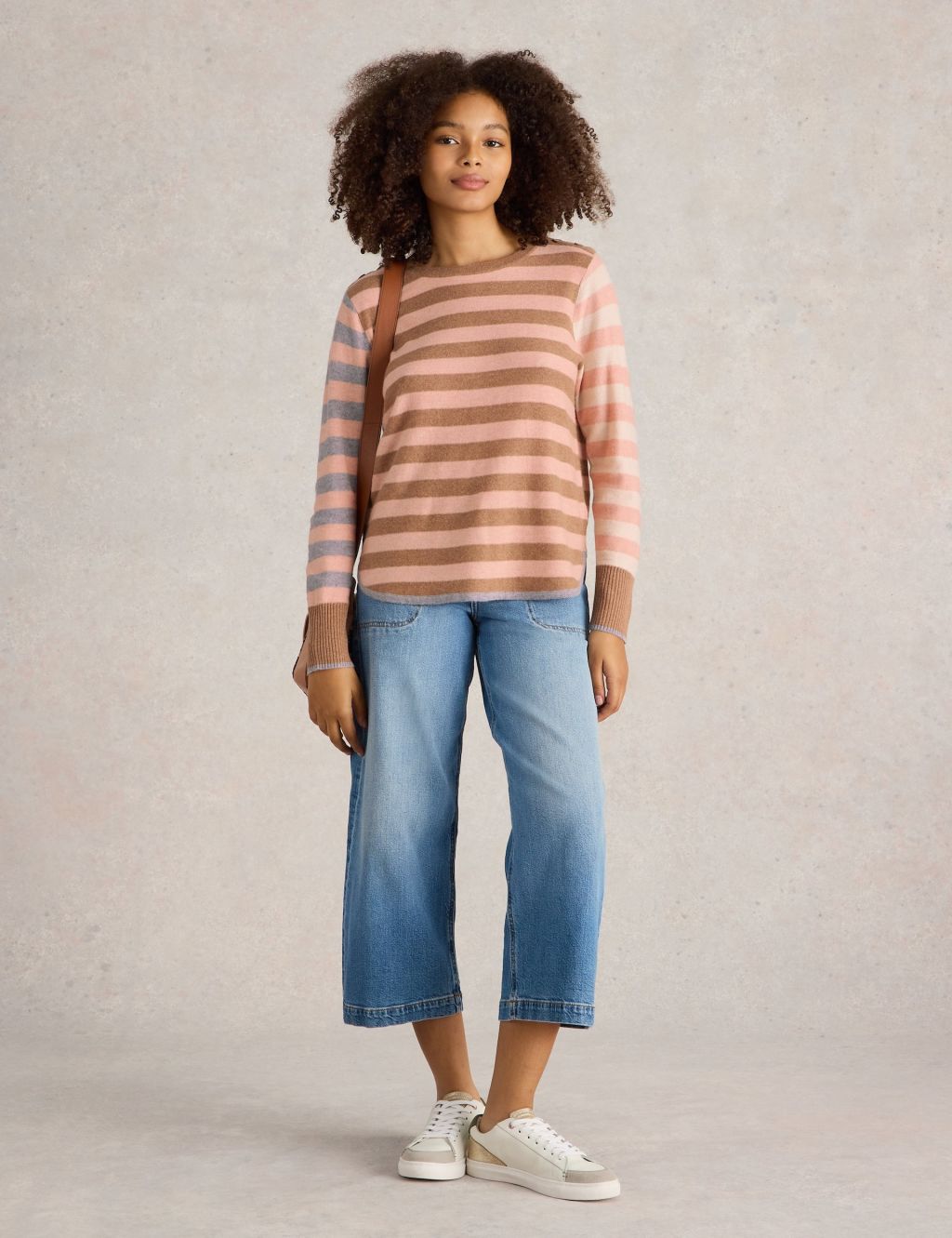 Merino Wool Blend Crew Neck Striped Jumper