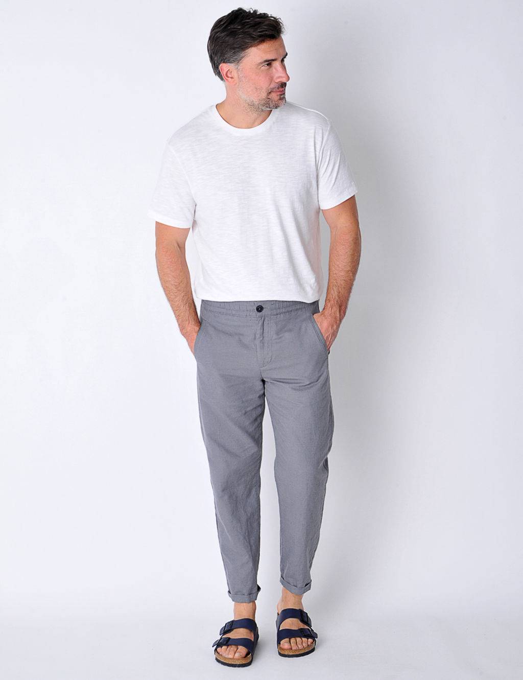 Tapered Fit Cotton Rich Lightweight Trousers 2 of 6