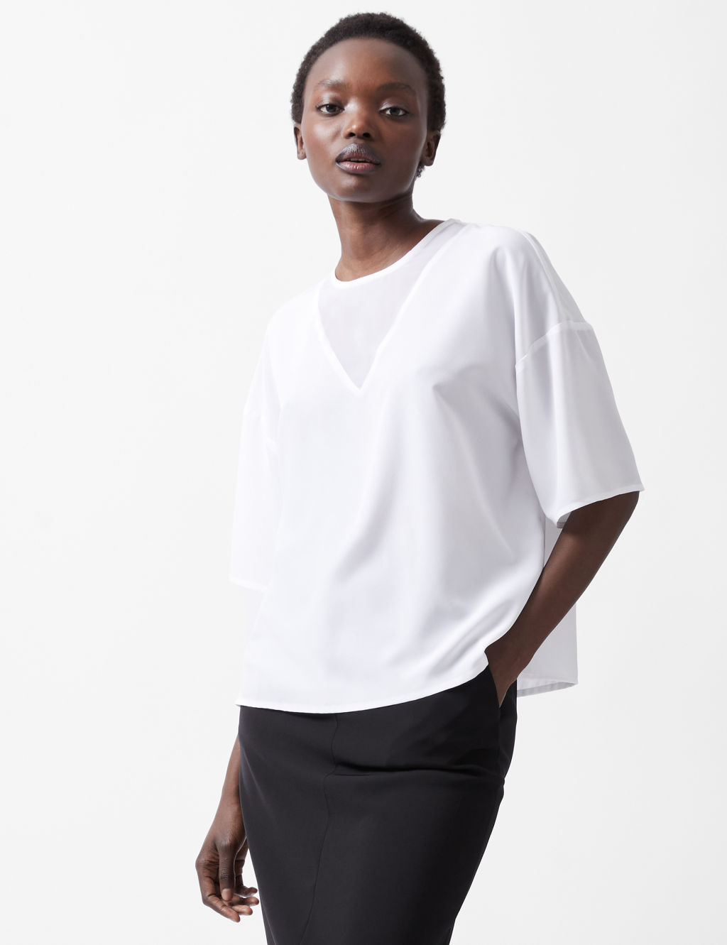 Crepe V-Neck Top