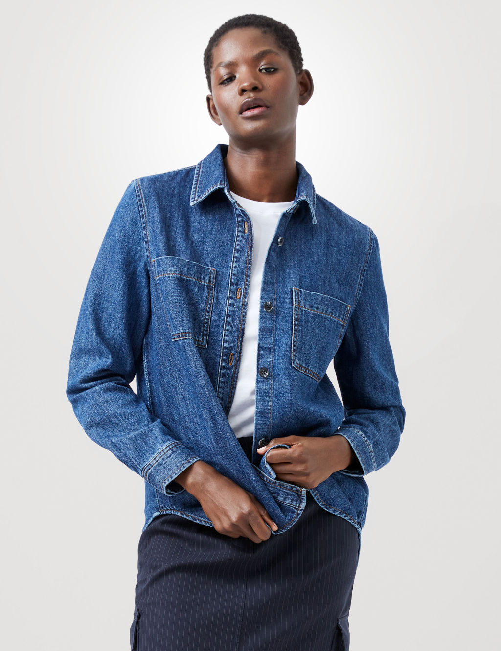 Denim Collared Relaxed Shirt