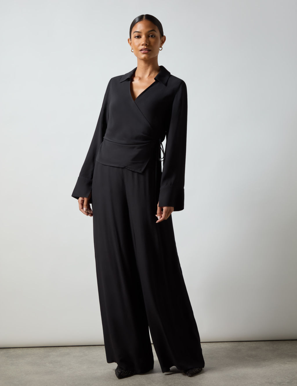 Crepe Wide Leg Trousers