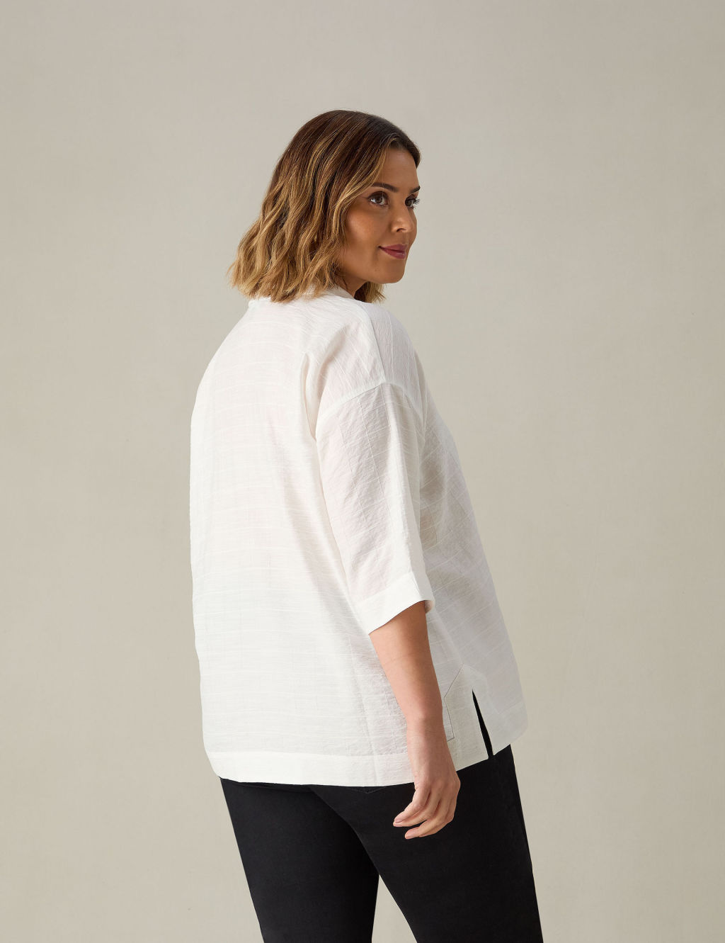 Textured Collared V-Neck Blouse 2 of 4