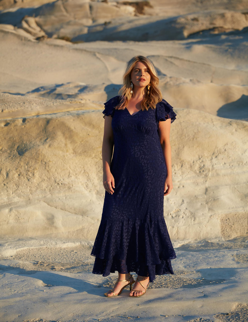 Animal Print V-Neck Ruffle Maxi Tiered Dress | Live Unlimited London | M&S