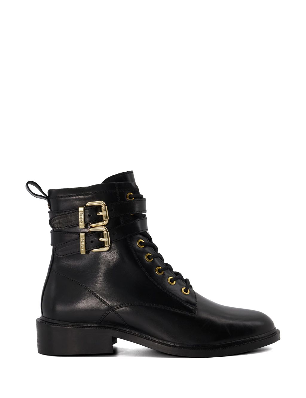 Leather Lace Up Buckle Flat Ankle Boots 3 of 4