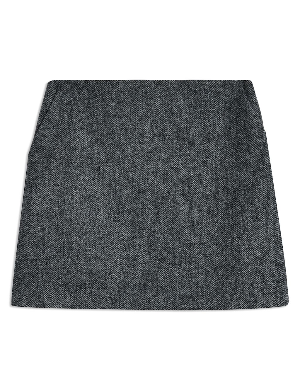 Wool Blend Textured Mini A-Line Skirt