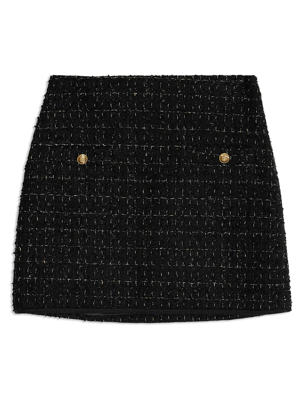 Wool Blend Textured Mini A-Line Skirt