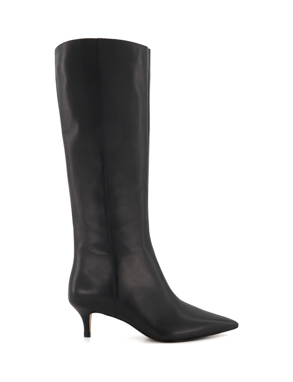 Wide Fit Leather Kitten Heel Knee High Boots