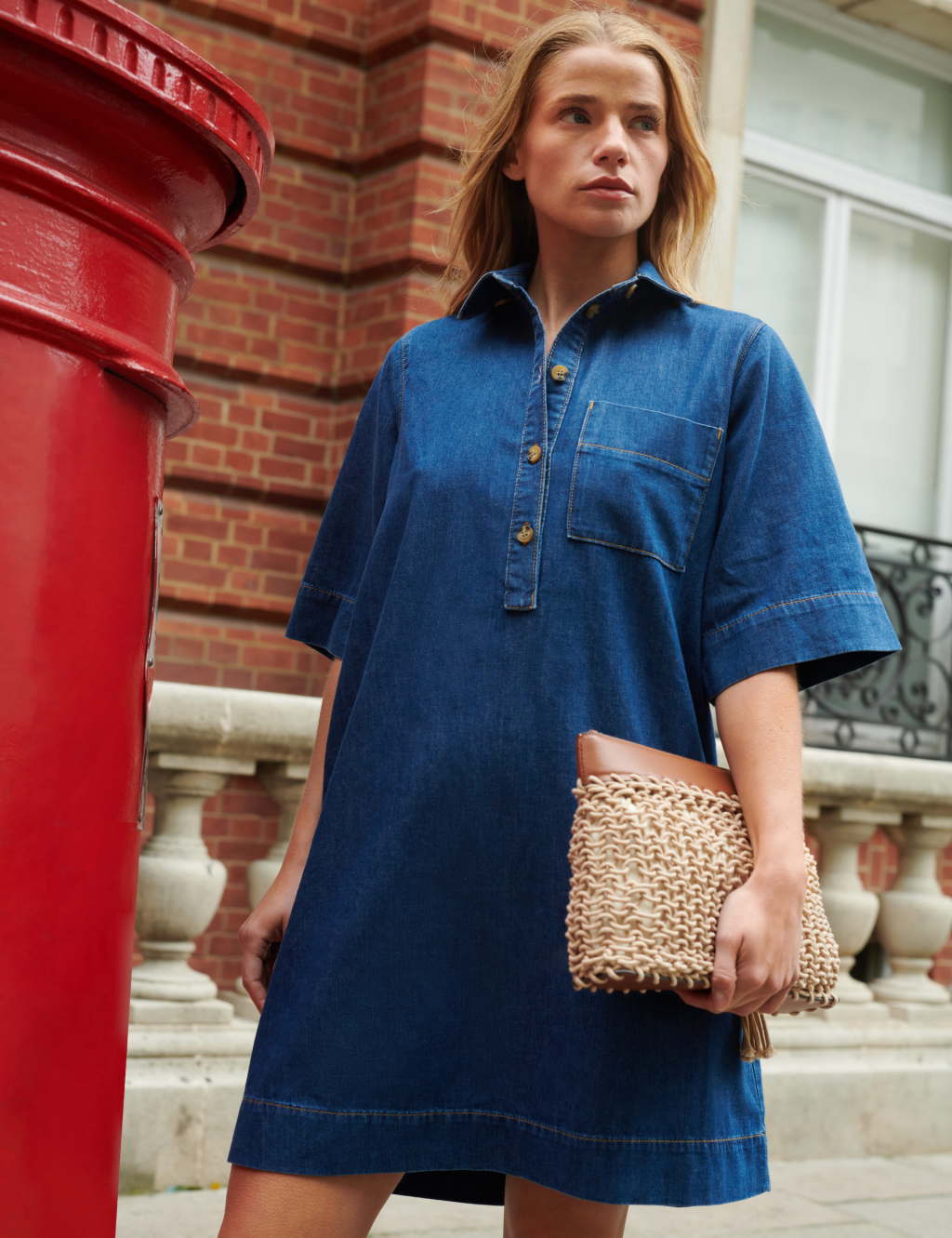 Denim Collared Shirt Dress