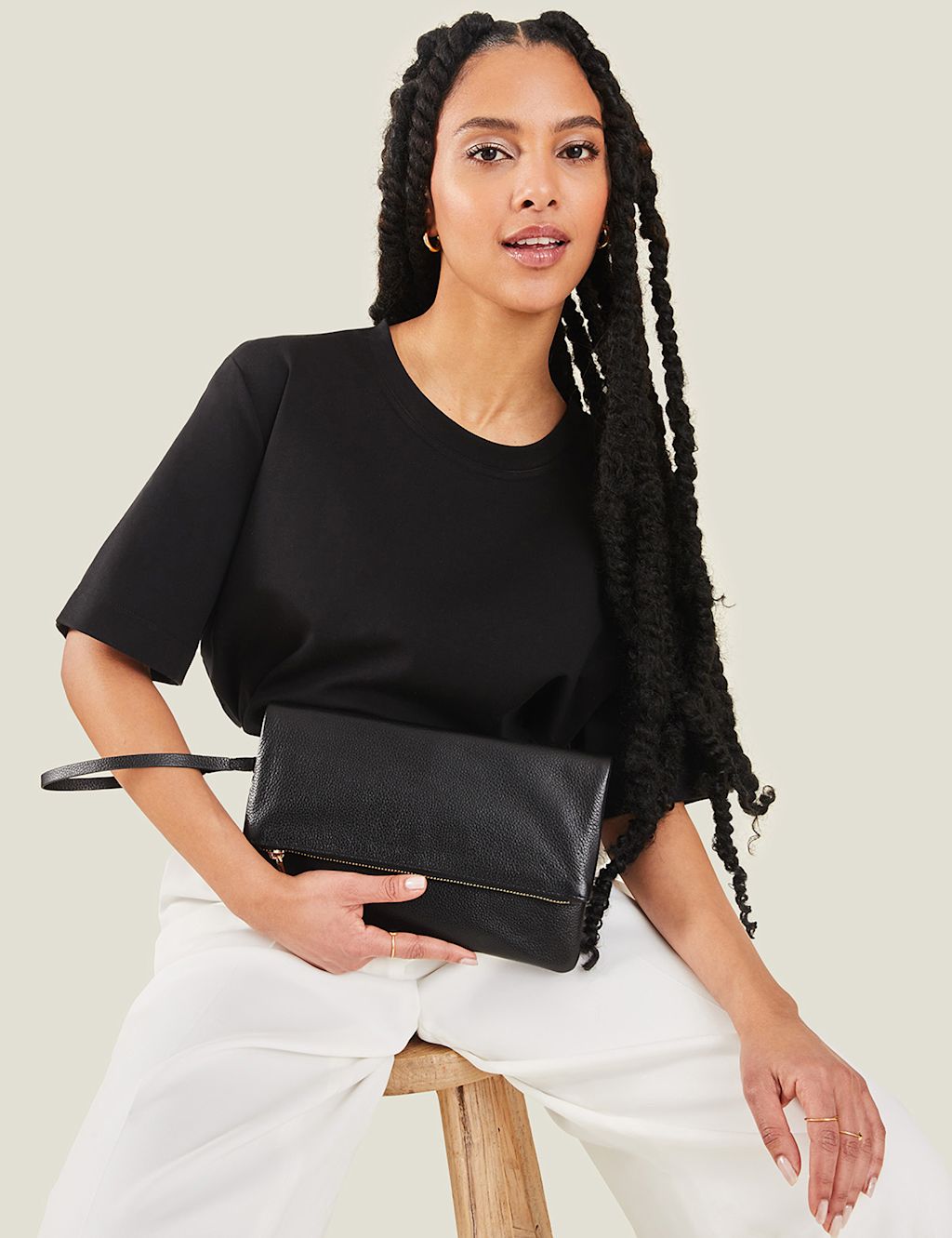 Miss m leather clutch bag Silver
