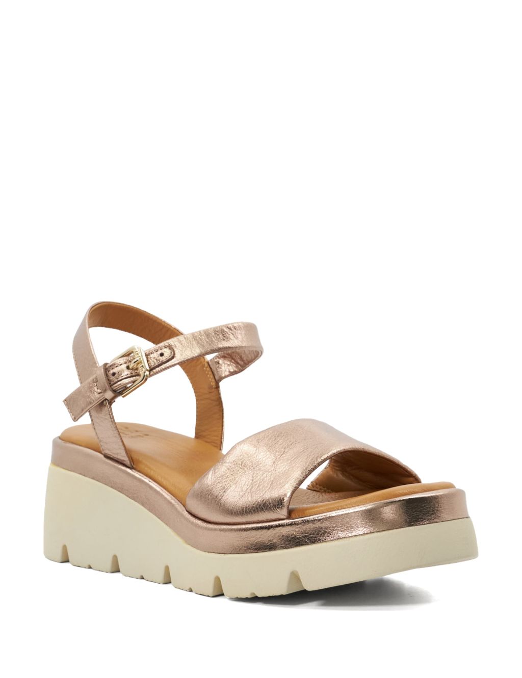 Leather Metallic Wedge Sandals 1 of 5