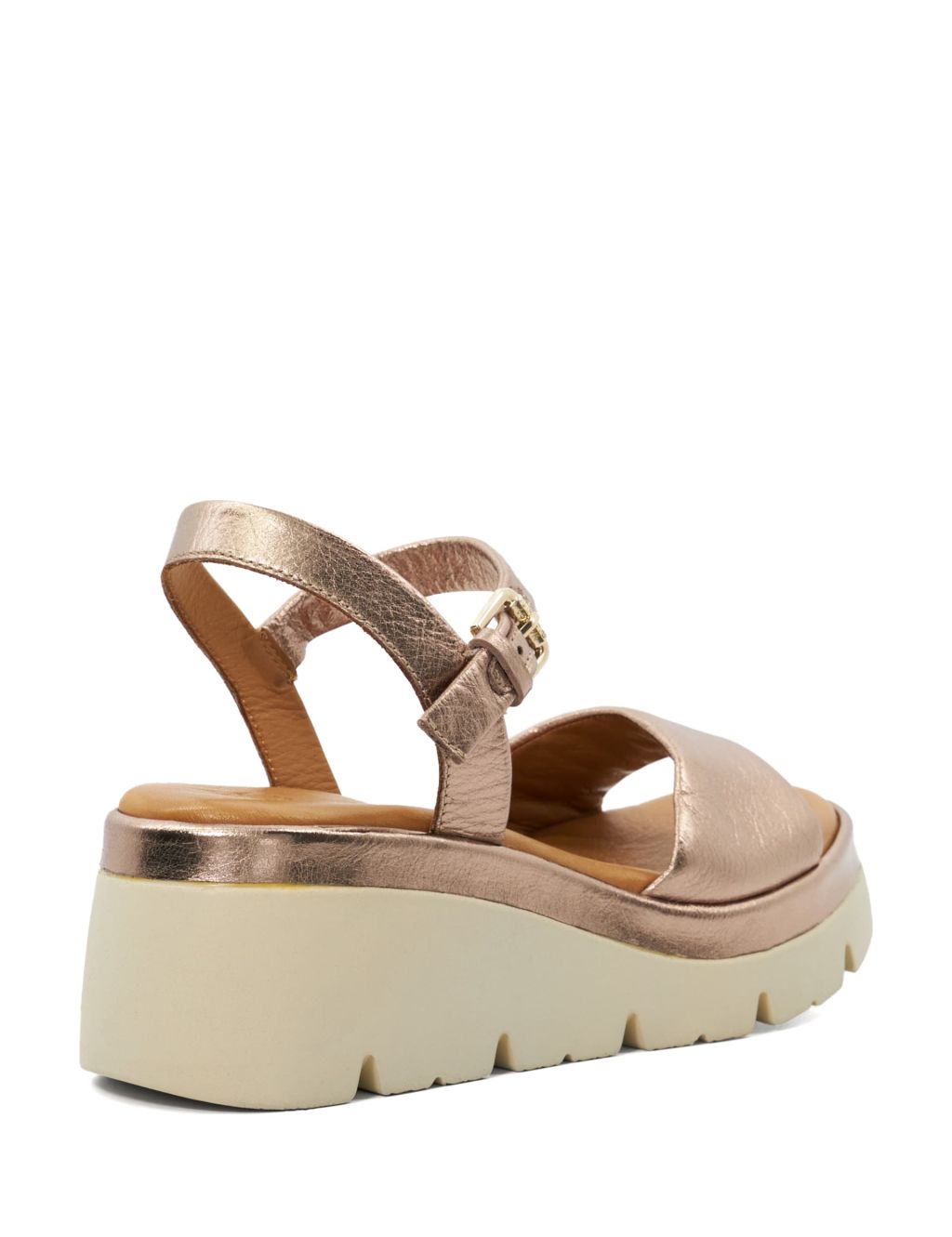 Leather Metallic Wedge Sandals 2 of 5