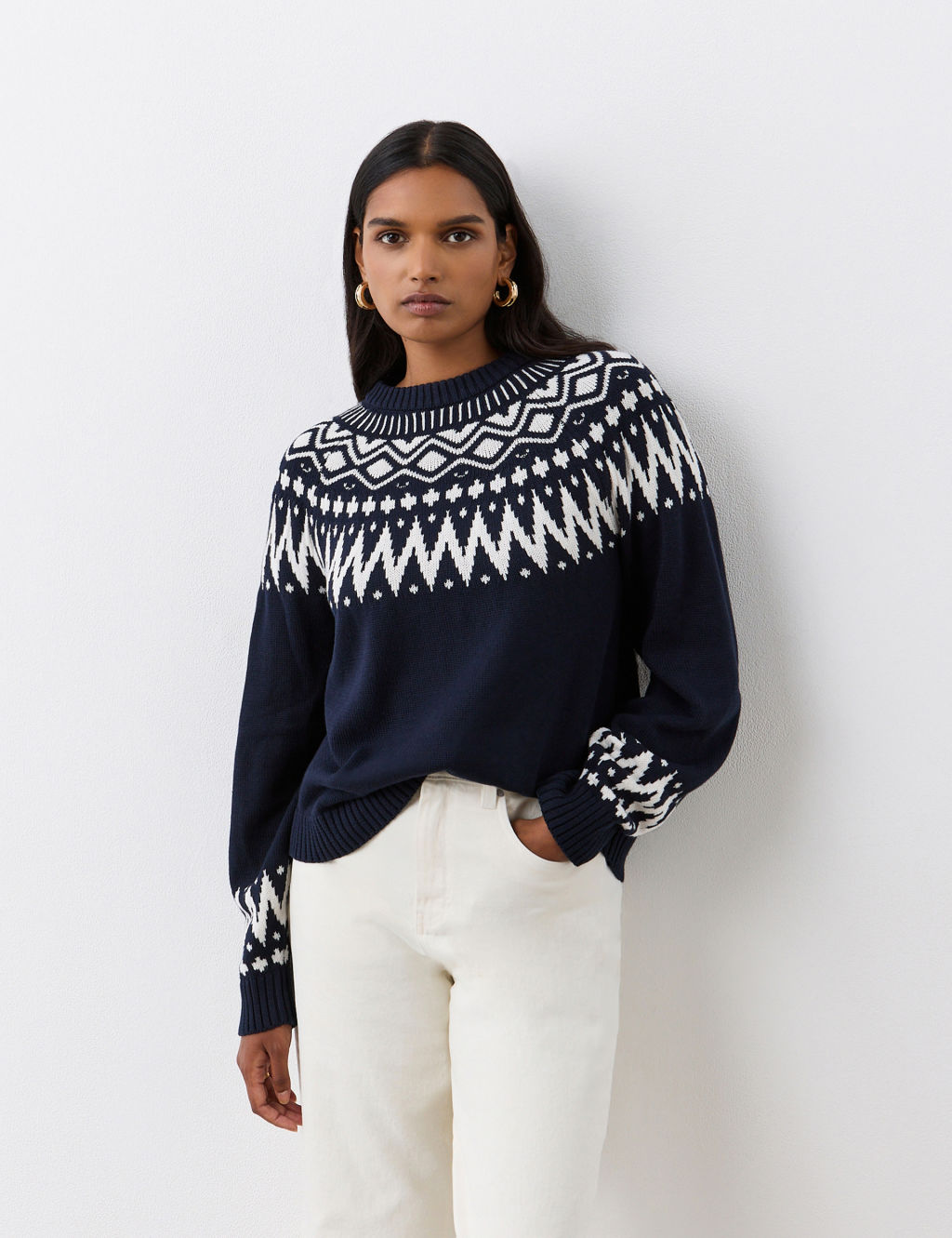 Cotton Blend Patterned Jumper