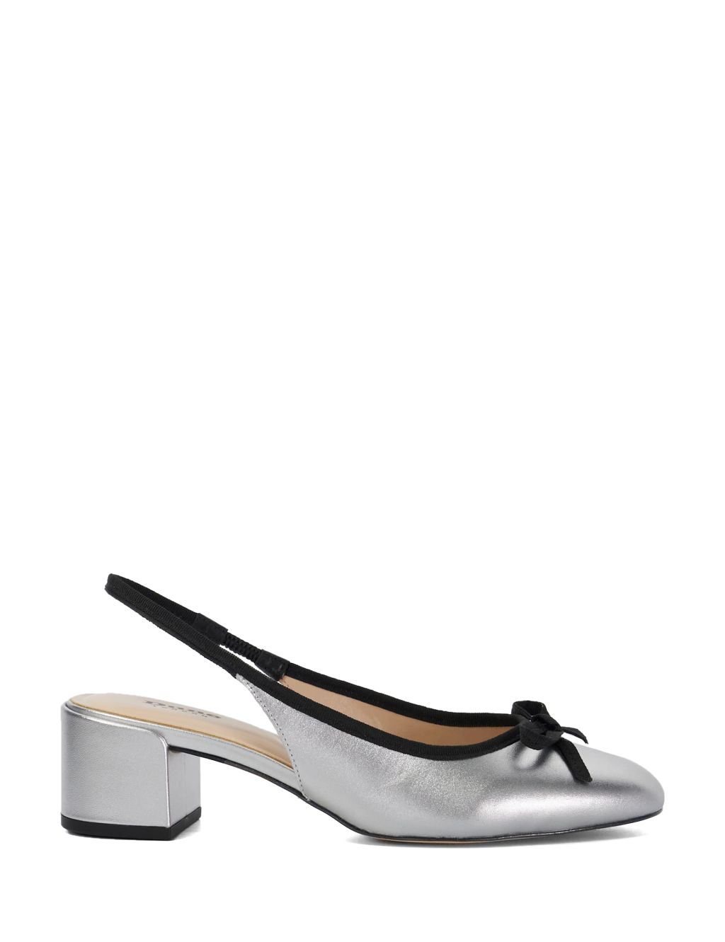 Leather Patent Block Heel Slingback Shoes