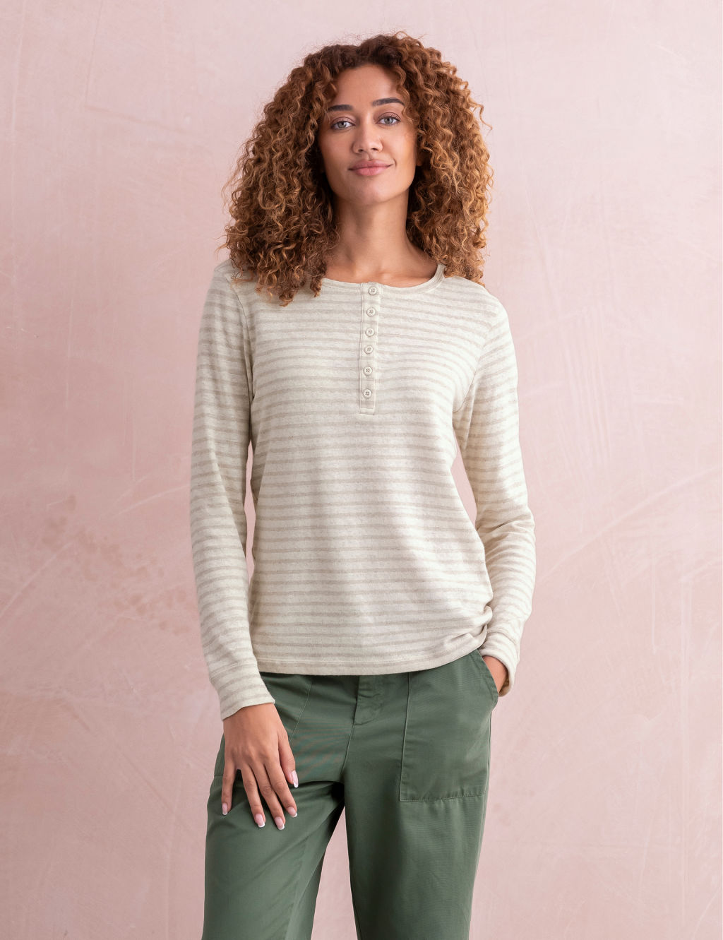 Linen Blend Striped Henley Top | Celtic & Co. | M&S