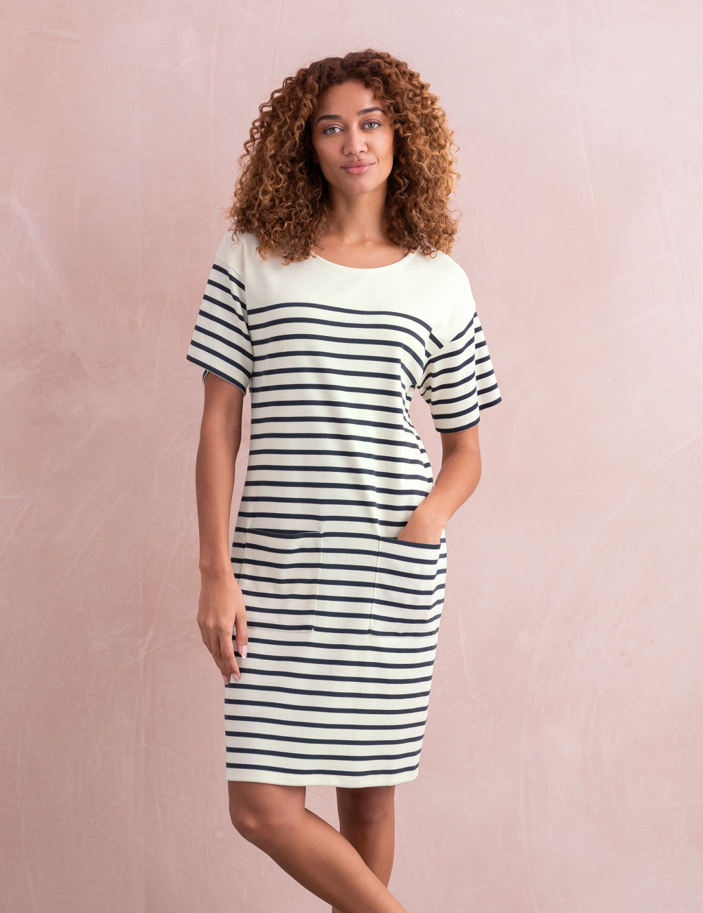Jersey Striped Knee Length TShirt Dress Celtic & Co. M&S