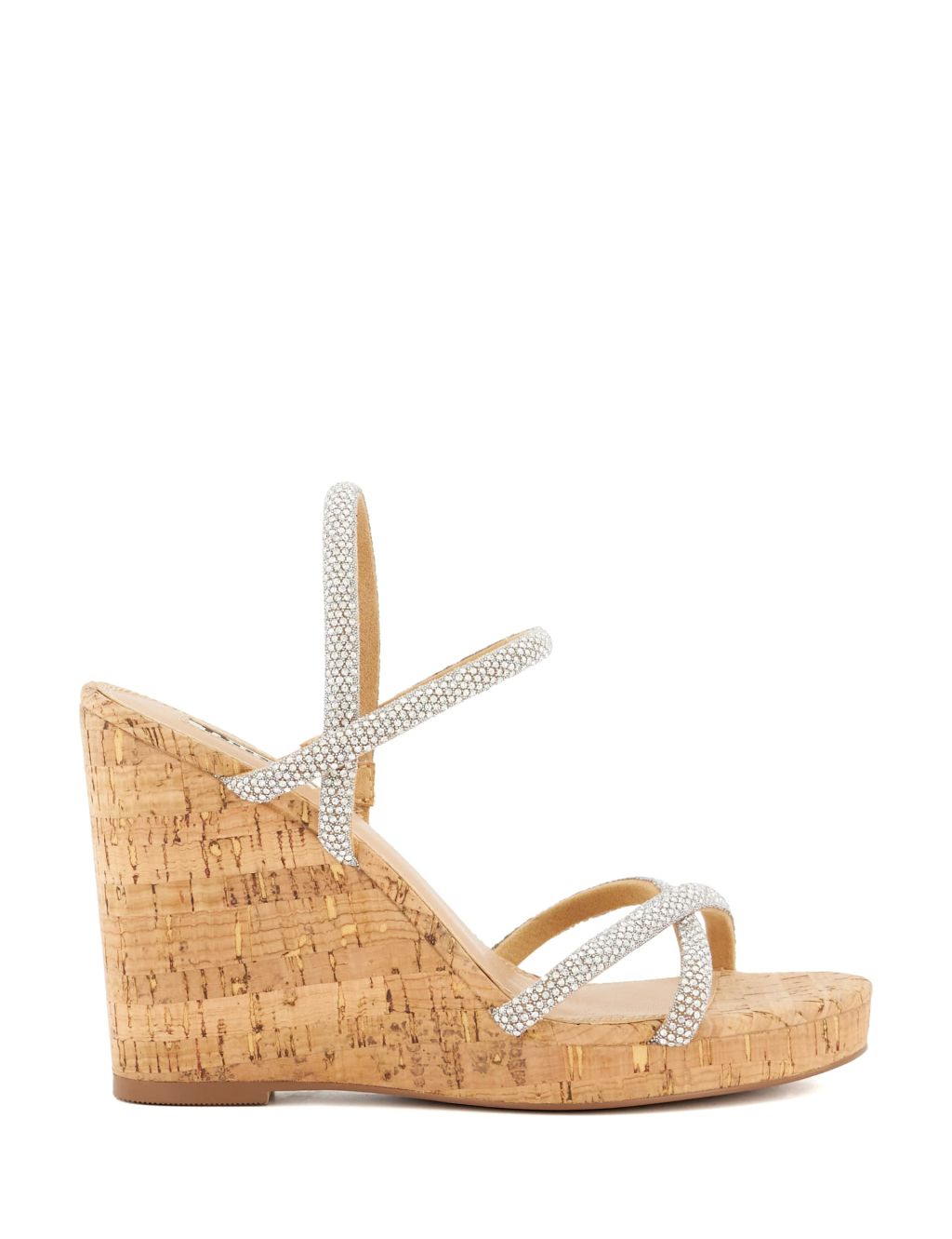 Cork Embellished Wedge Sandals