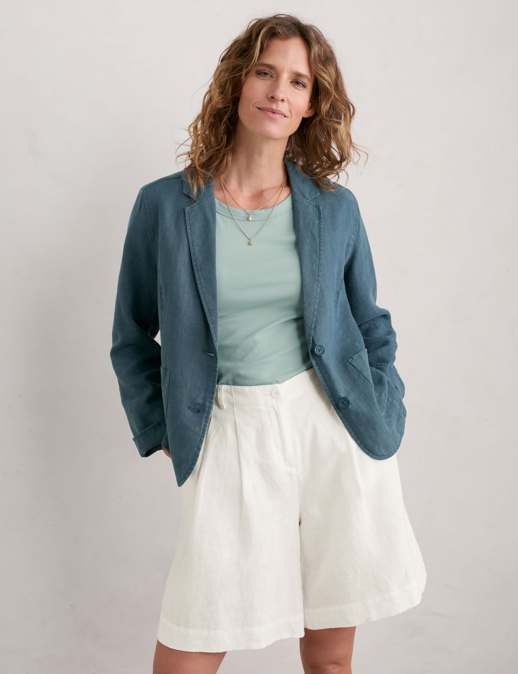 Pure Linen Single Breasted Blazer