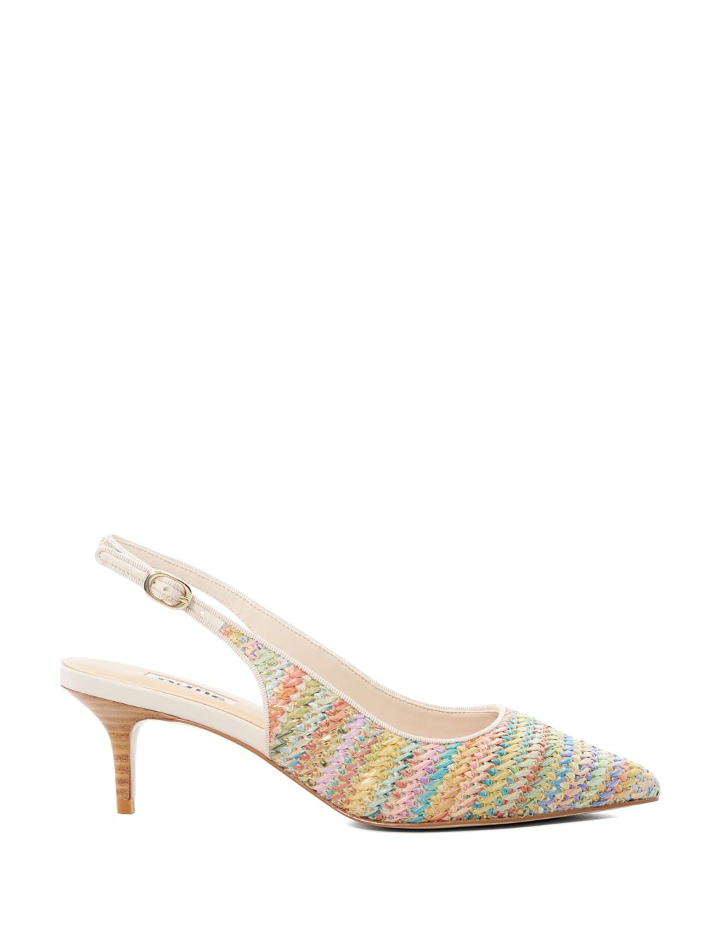 Woven Kitten Heel Pointed Slingback Shoes