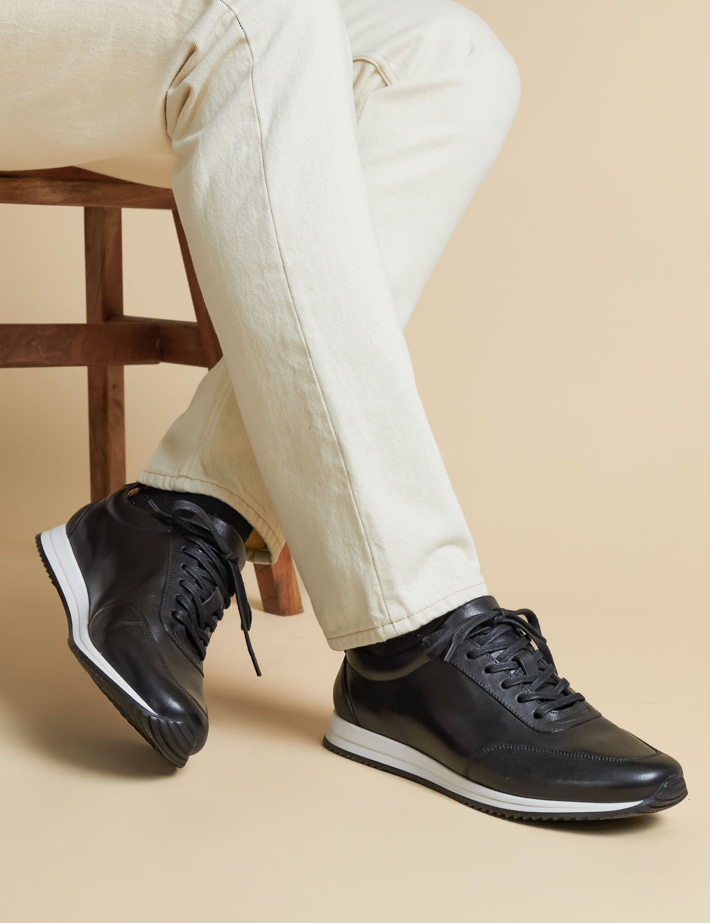 Leather Lace Up Trainers