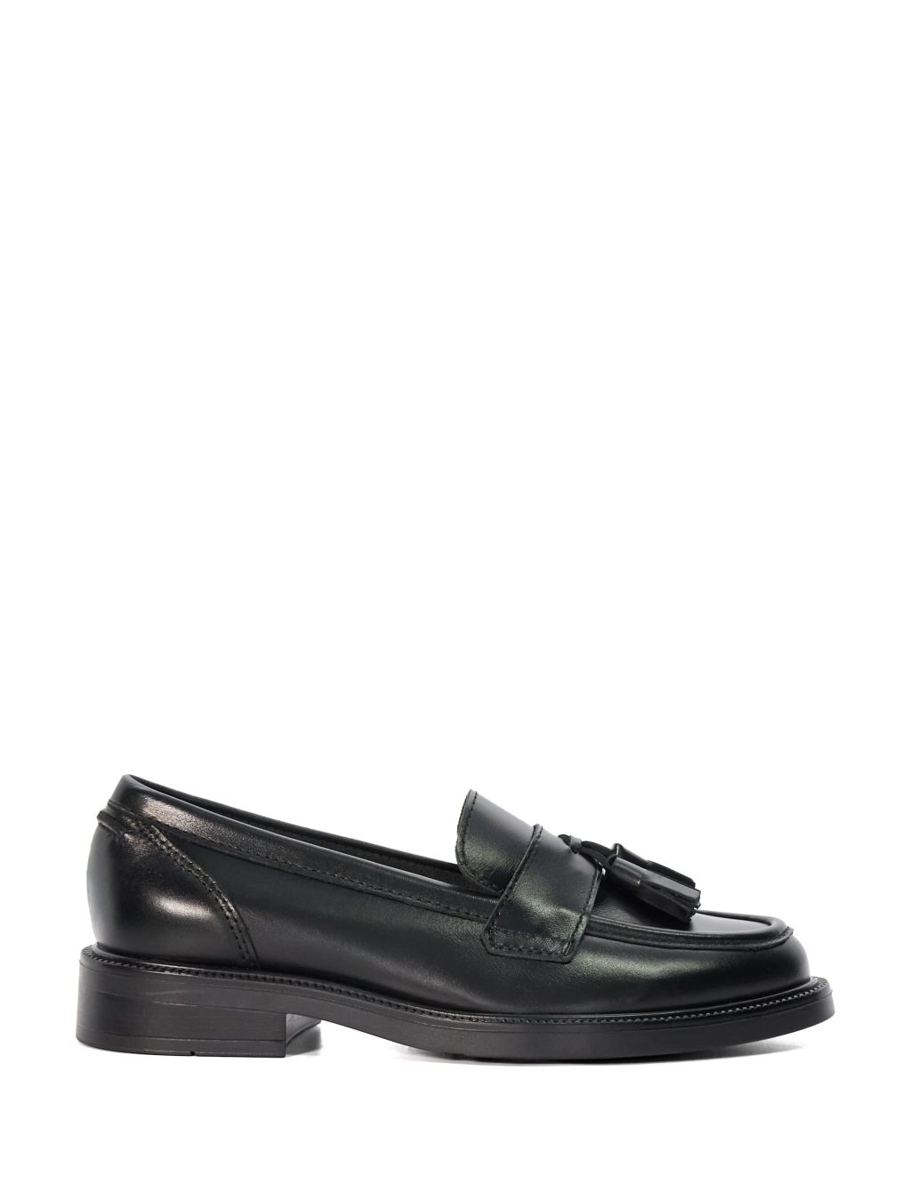 Wide Fit Leather Block Heel Loafers