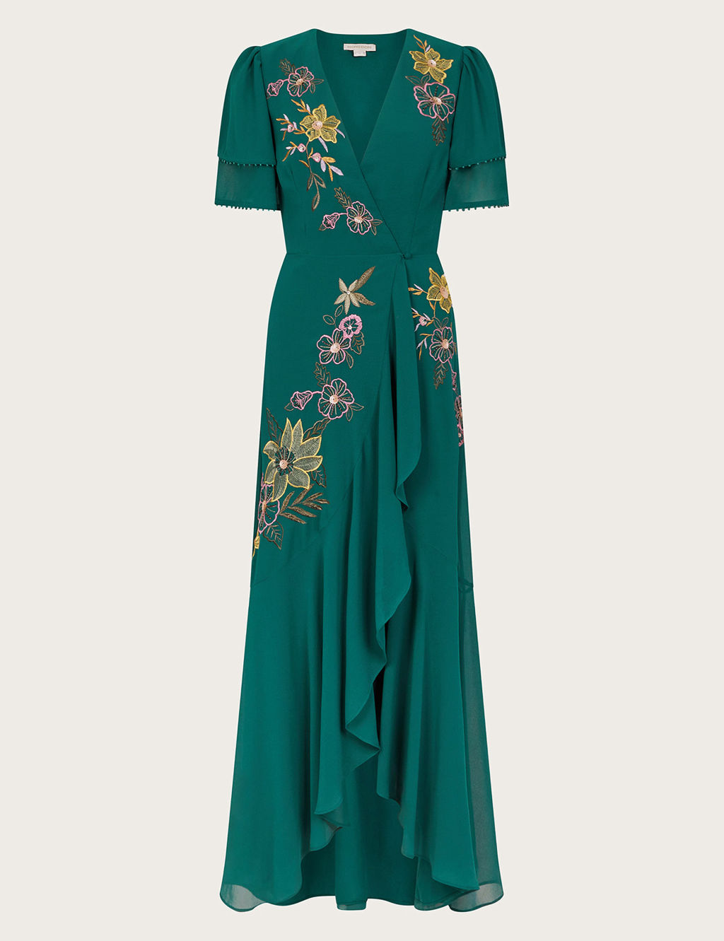 Floral Embroidered V-Neck Maxi Wrap Dress | Monsoon | M&S