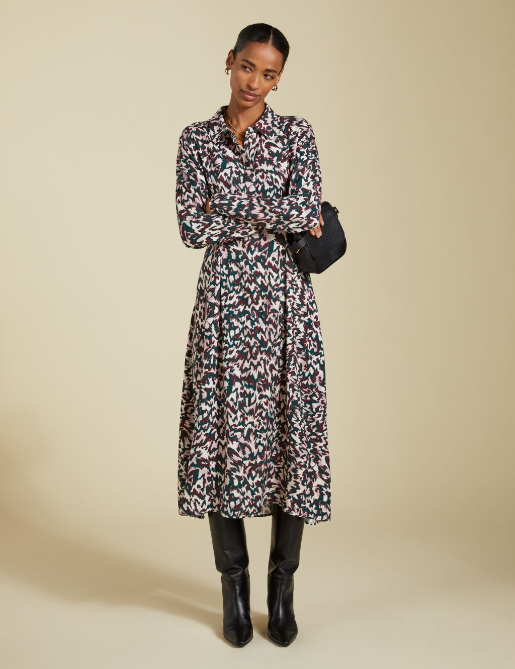 Printed Midi Shirt Dress