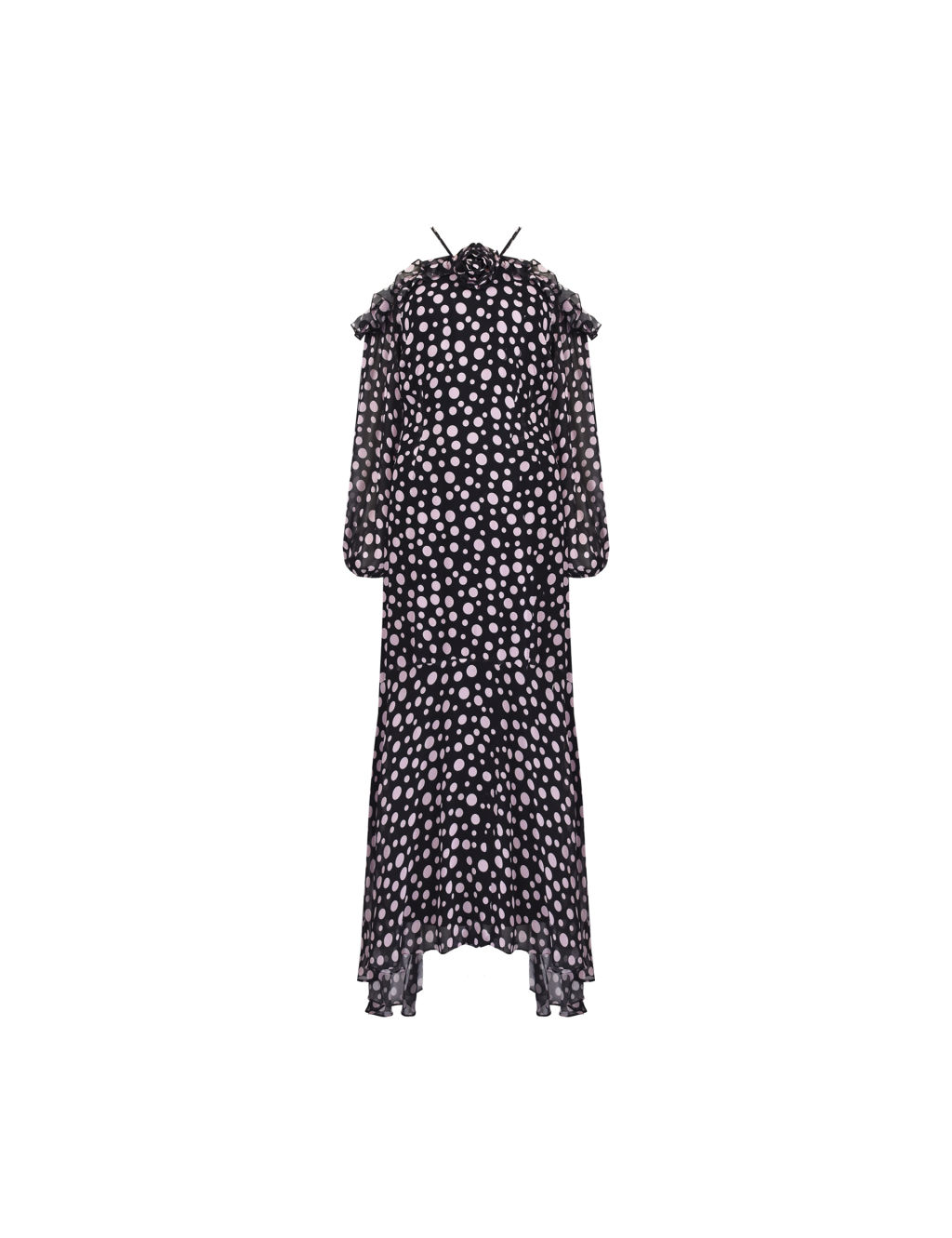 Polka Dot Frill Detail Maxi Swing Dress 1 of 5