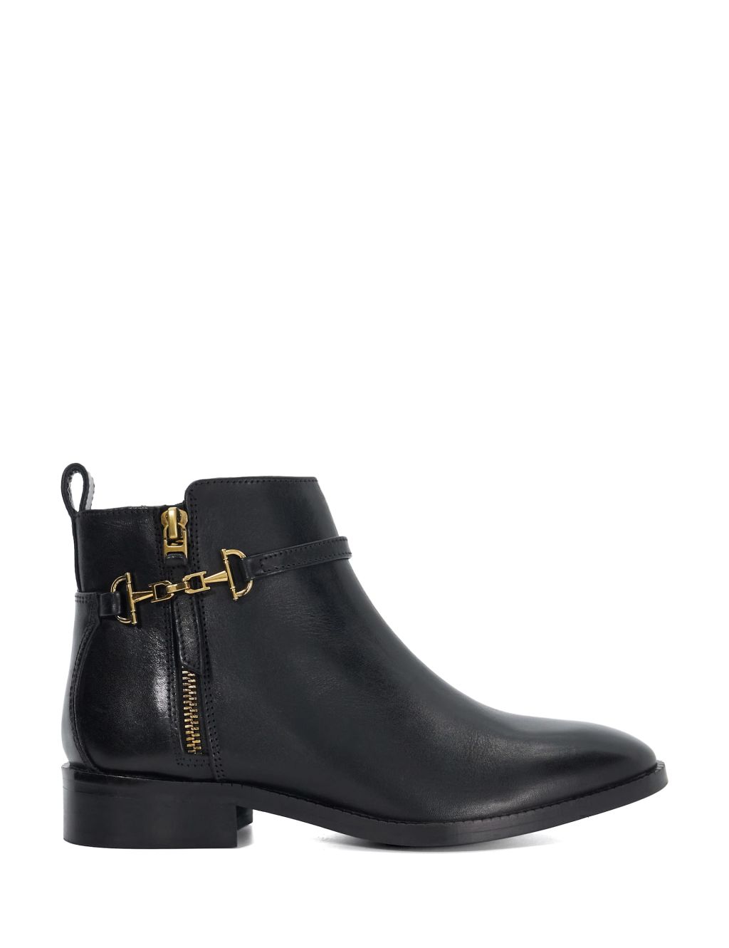 Leather Block Heel Ankle Boots