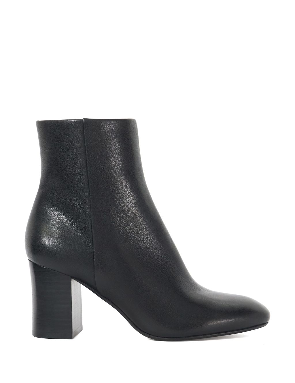 Leather Block Heel Ankle Boots