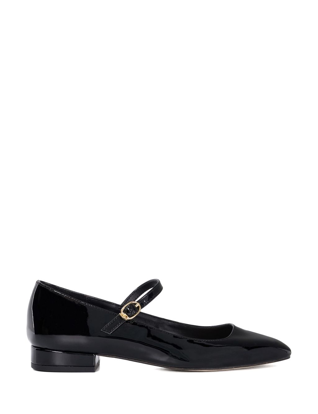 Patent Buckle Block Heel Pumps