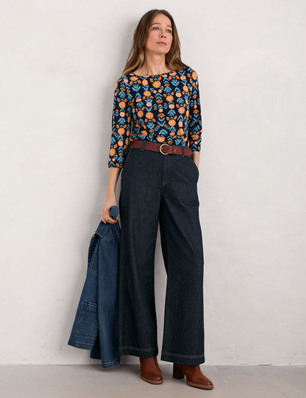 Cotton Rich Floral Slash Neck Top