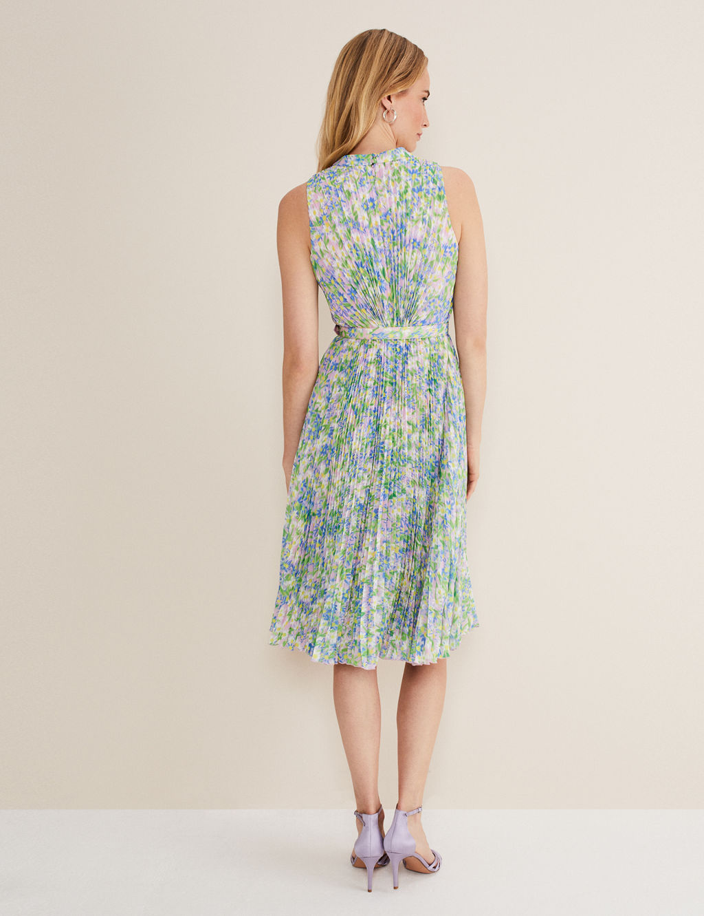 Floral High Neck Pleated Midi Waisted Dress | Phase Eight | M&S