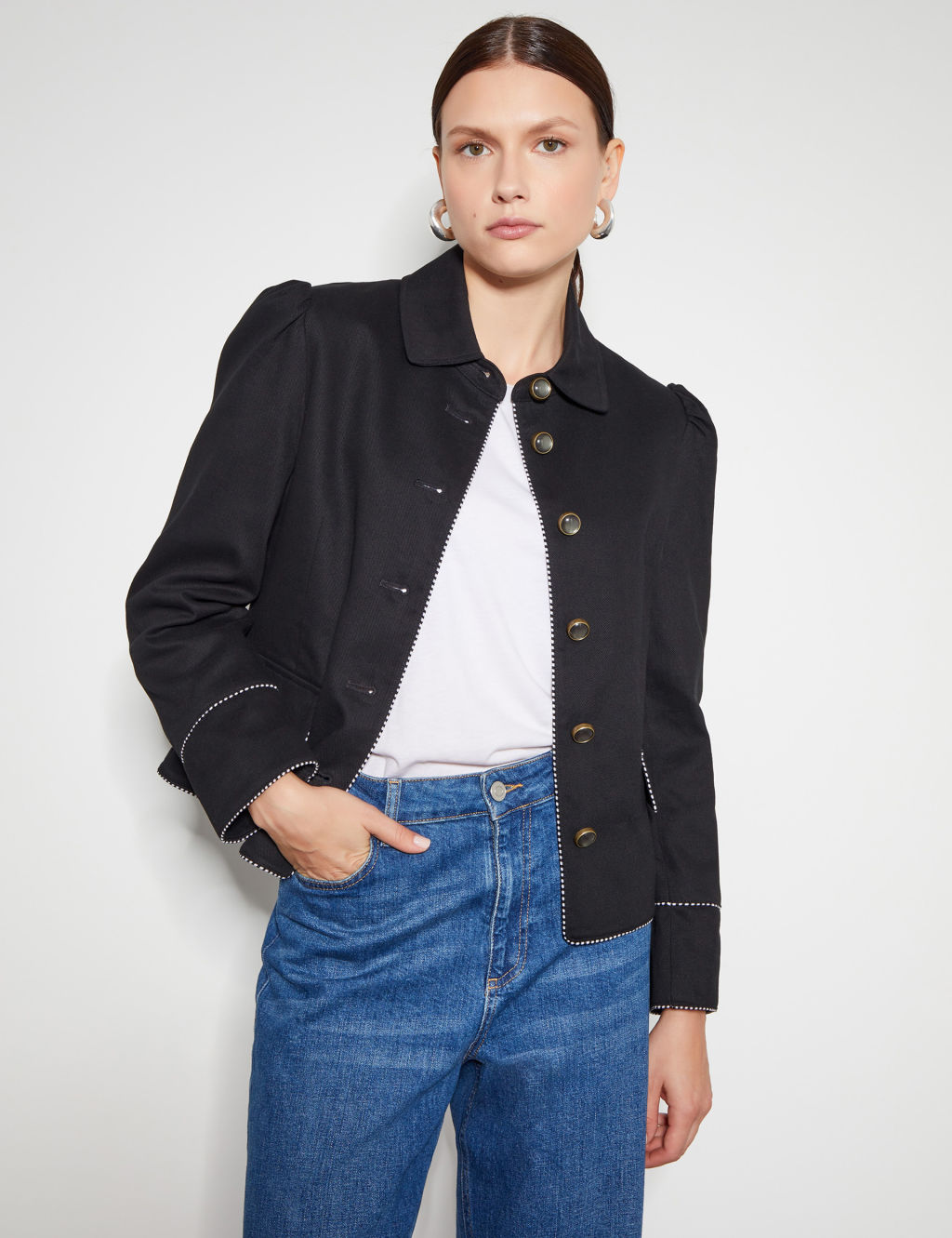 Pure Cotton Collared Short Jacket