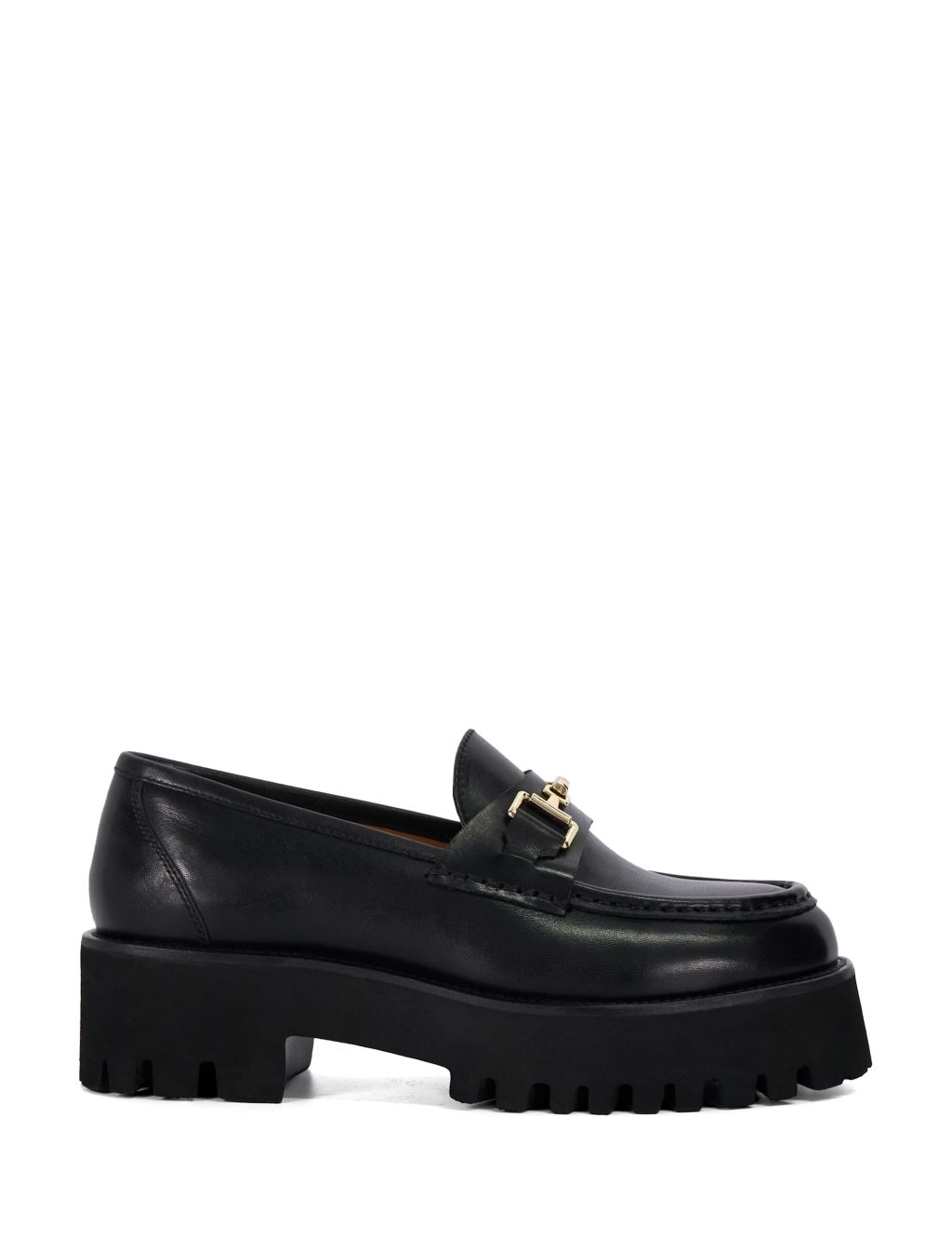 Leather Chunky Block Heel Loafers