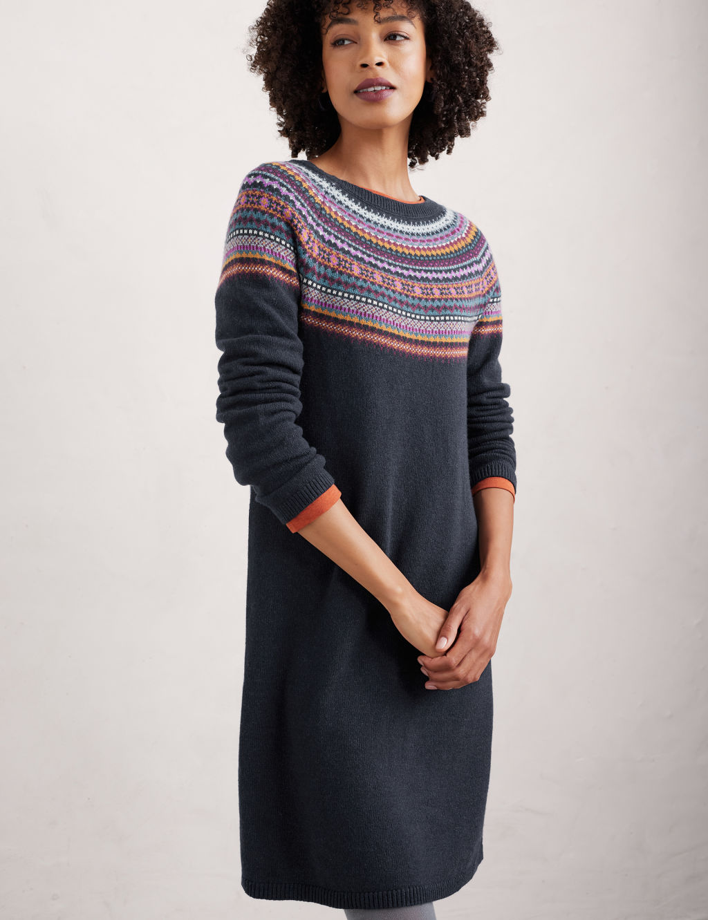 Cotton Blend Textured Jumper Dress