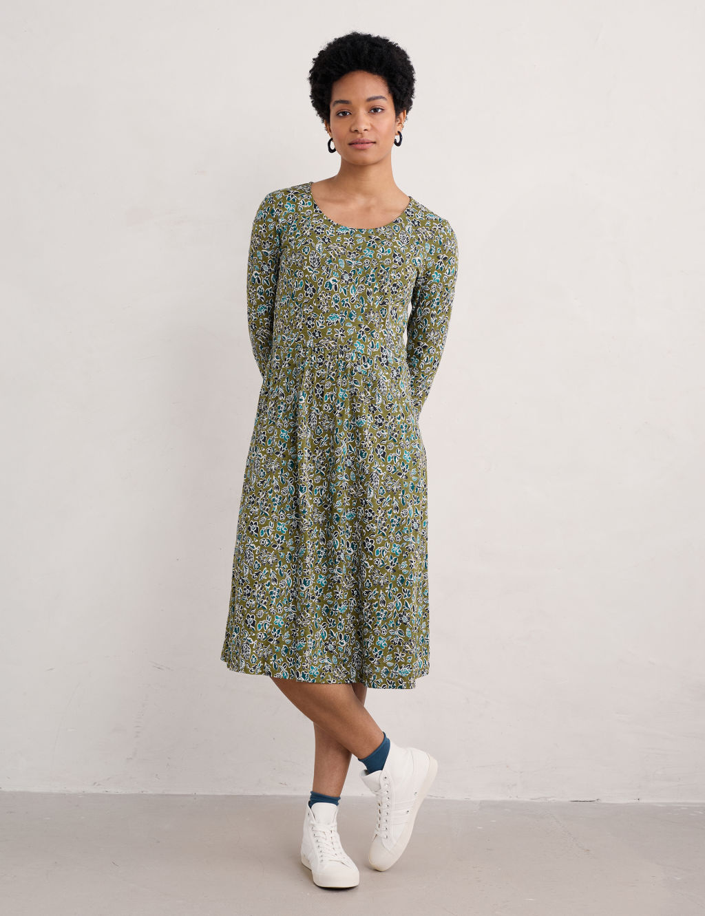 Pure Cotton Floral Midi Skater Dress 3 of 4