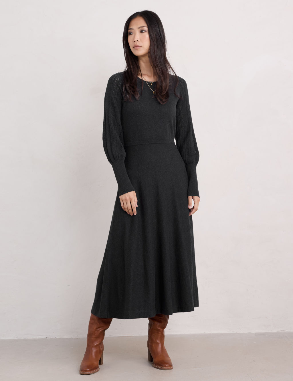 Pure Cotton Midi Jumper Dress
