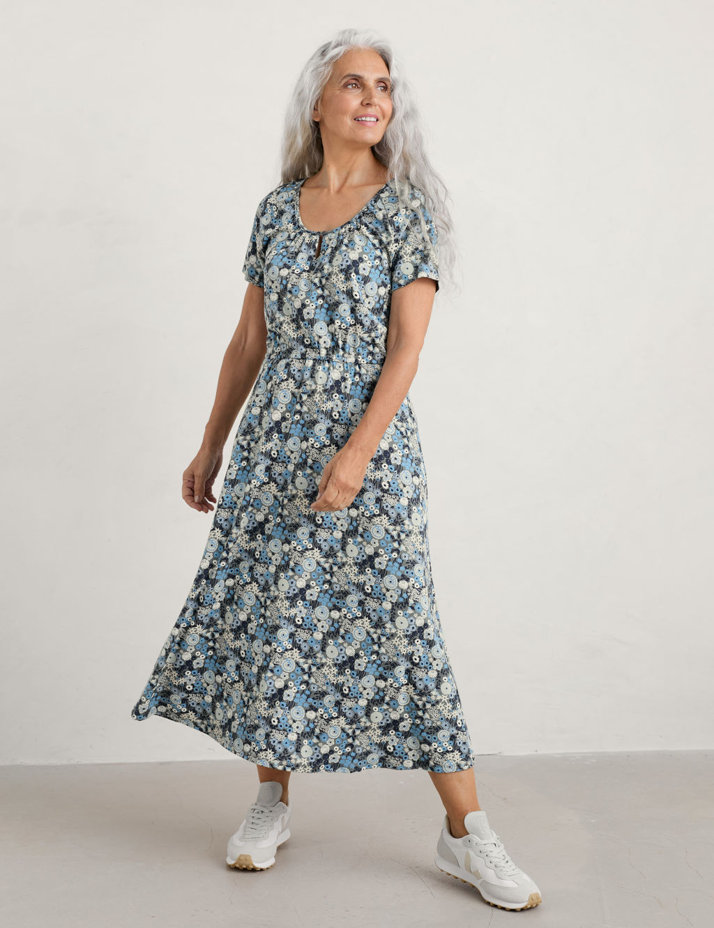 Floral Midi Waisted Dress 2 of 5
