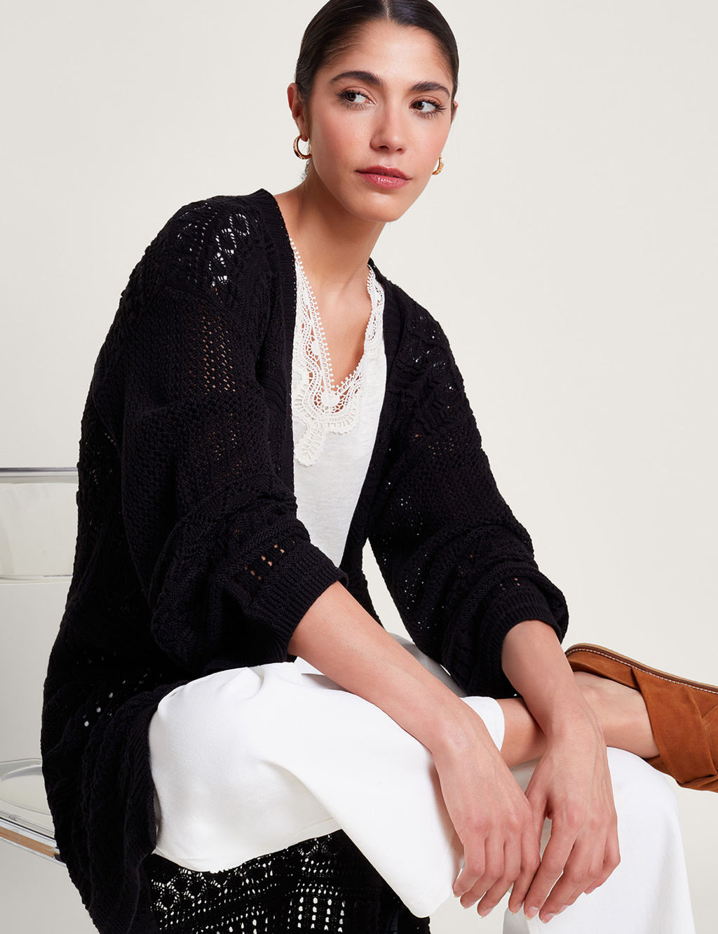 Cotton Rich Textured Pointelle Cardigan 2 of 5