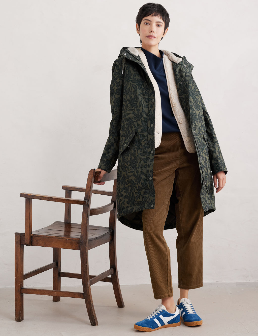 Cotton Rich Printed Parka Coat