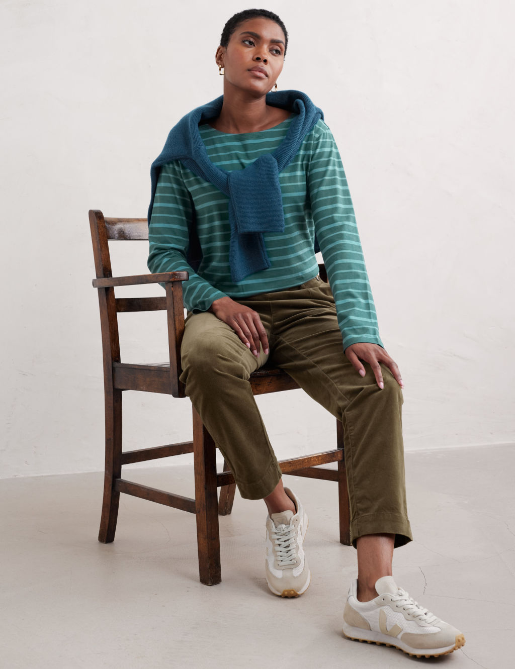 Pure Cotton Striped Round Neck Relaxed Top