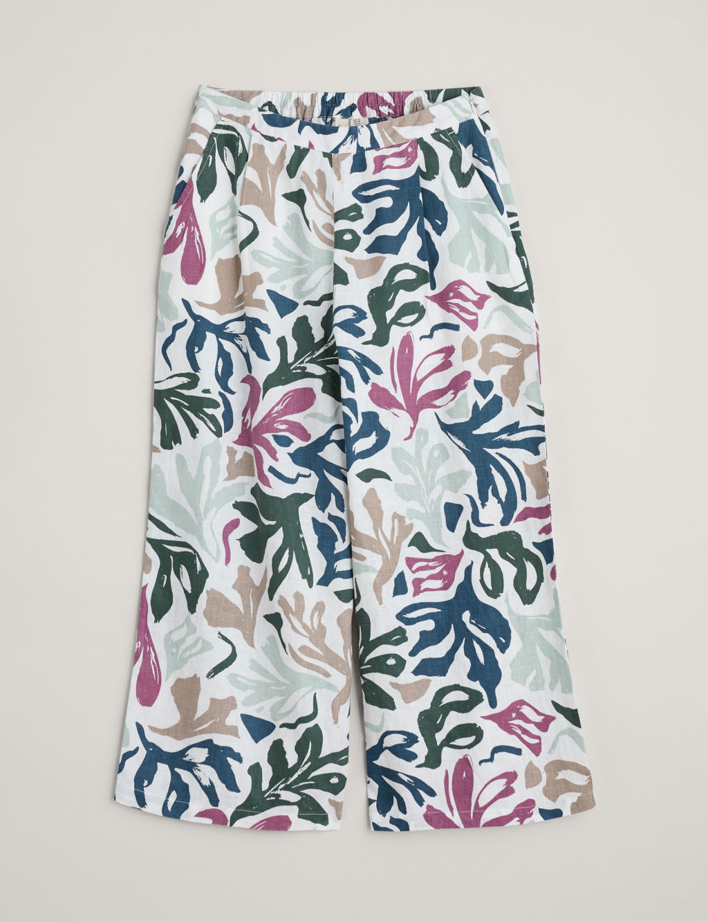 Pure Linen Sea Frond Print Wide Leg Culottes 1 of 6