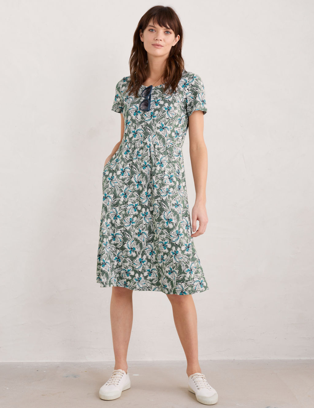 Pure Cotton Printed Skater Midi Dress