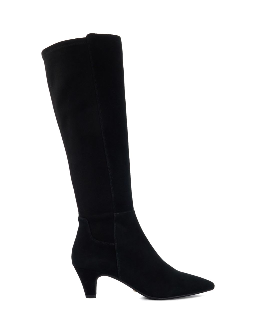 Leather Kitten Heel Knee High Boots