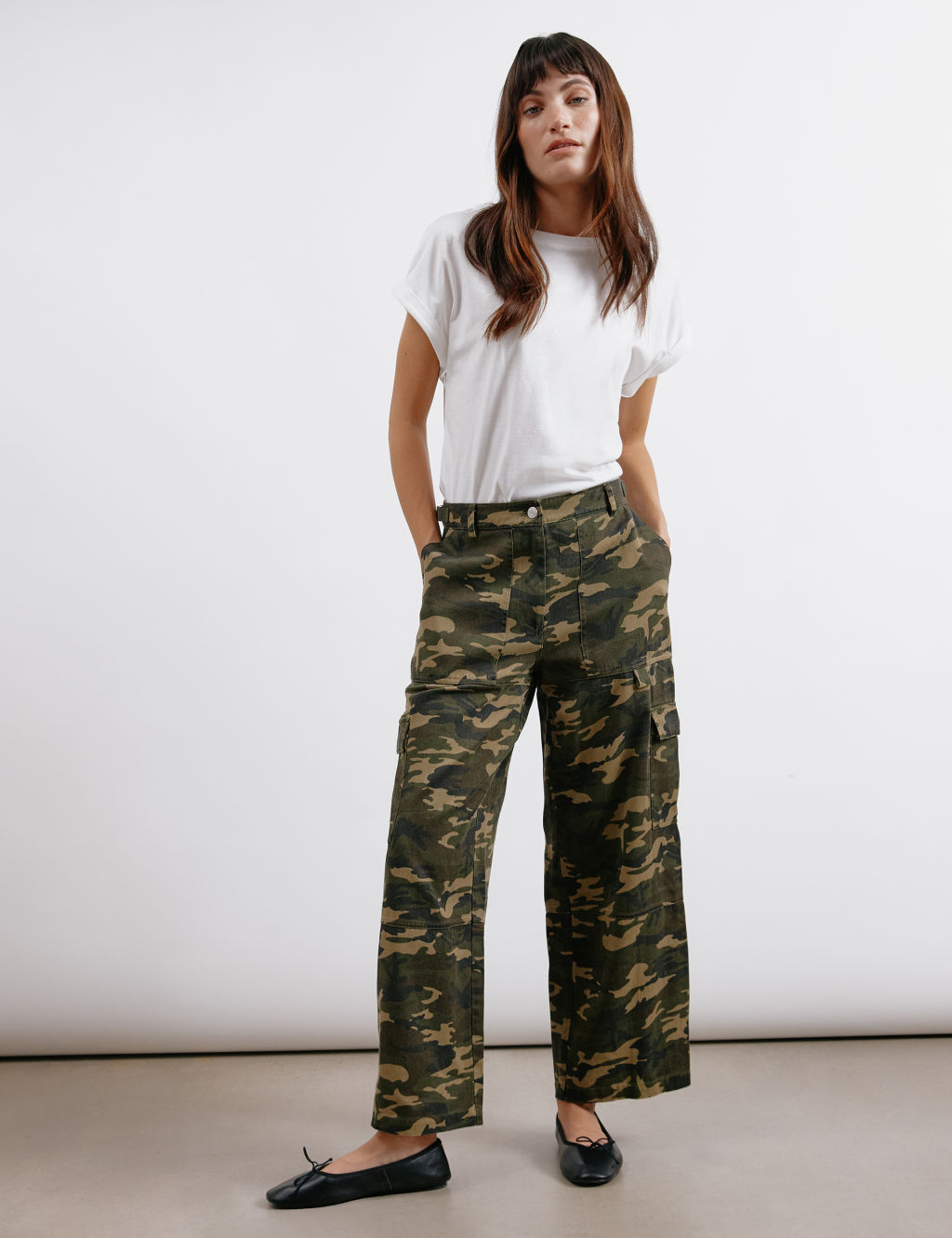 Pure Cotton Cargo Camo Trousers