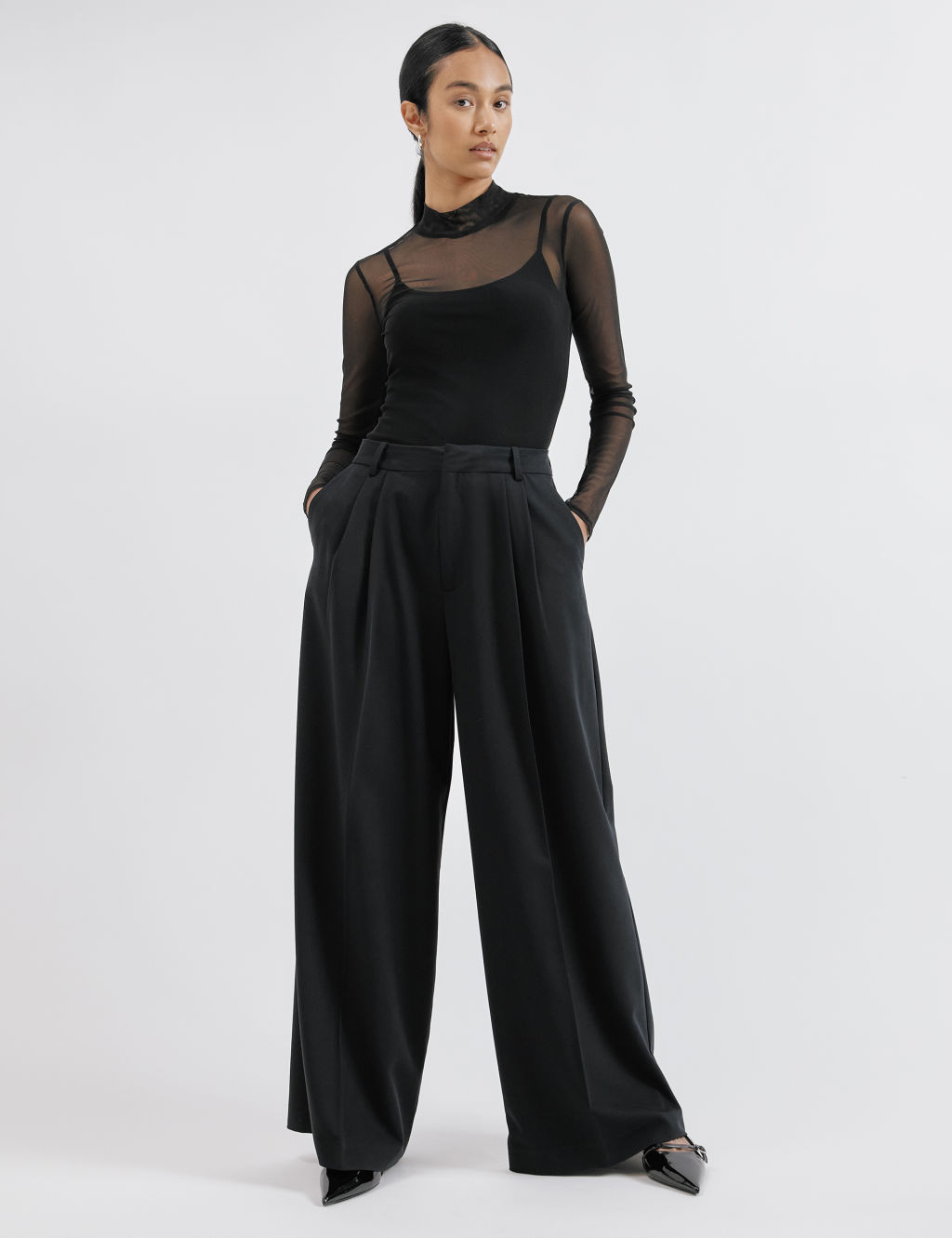 Pleated Wide Leg Trousers