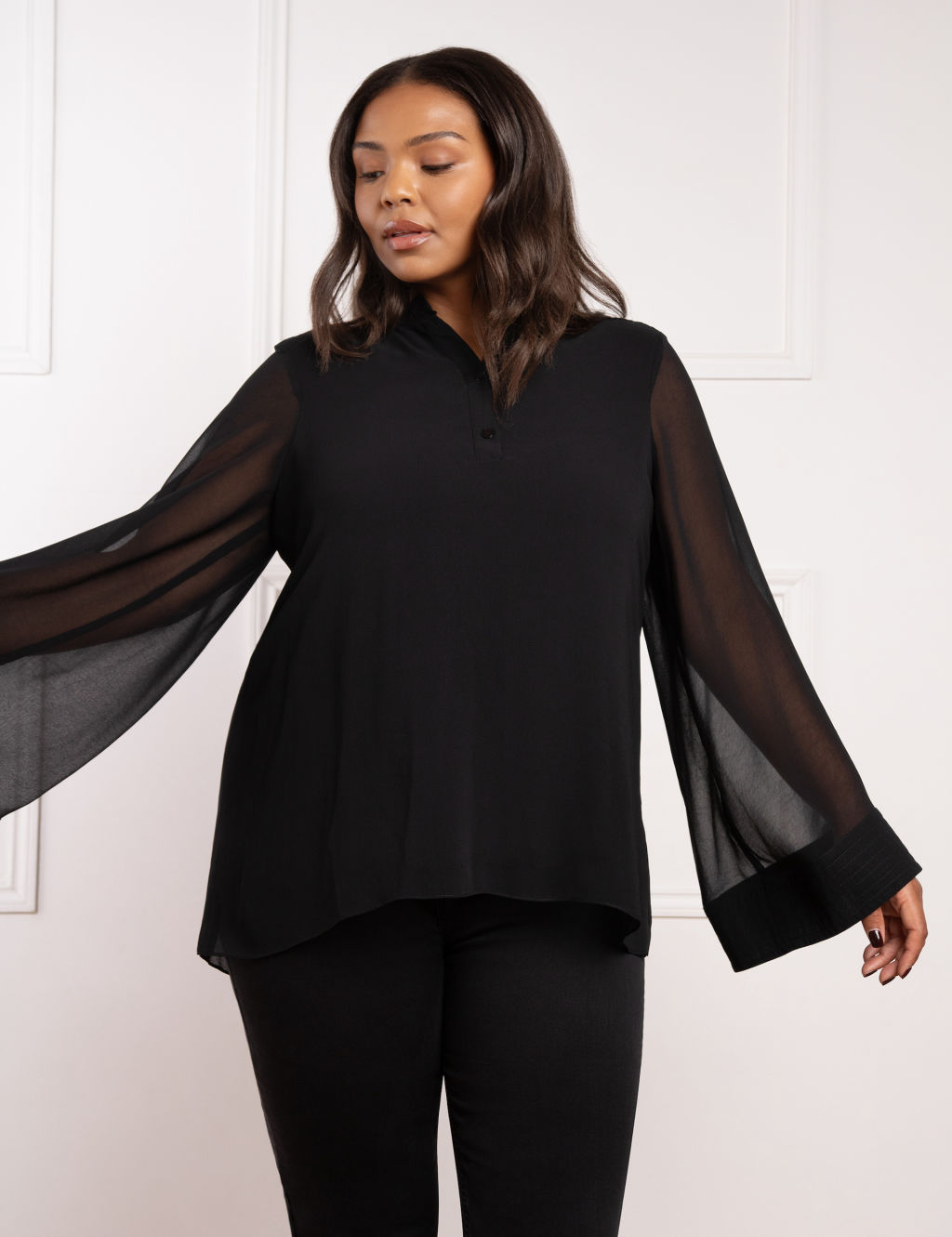 Collarless Blouse
