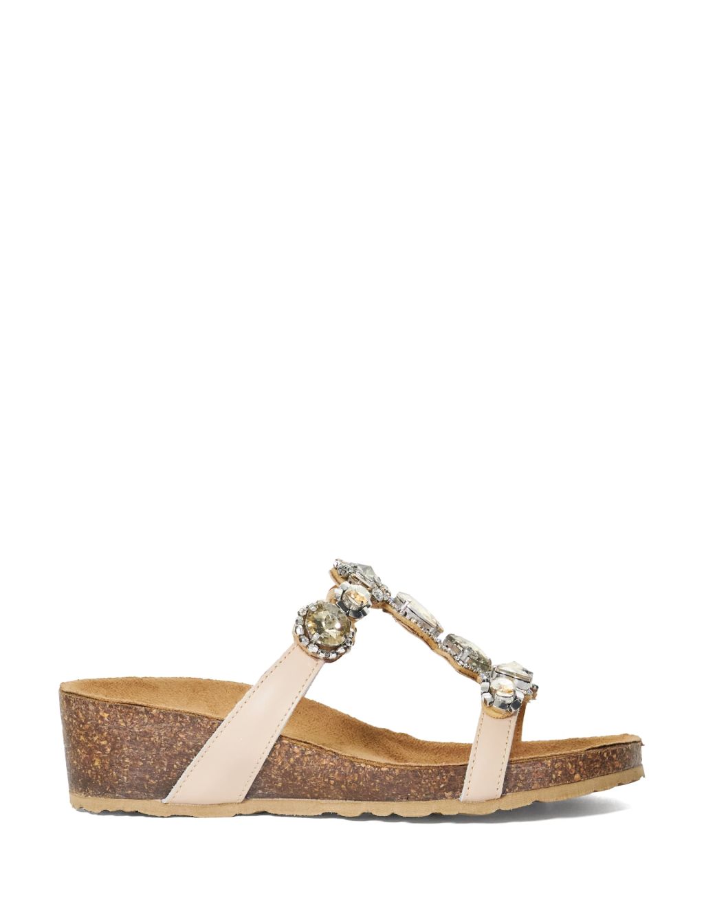 Leather Embellished T Bar Wedge Sandals 3 of 5