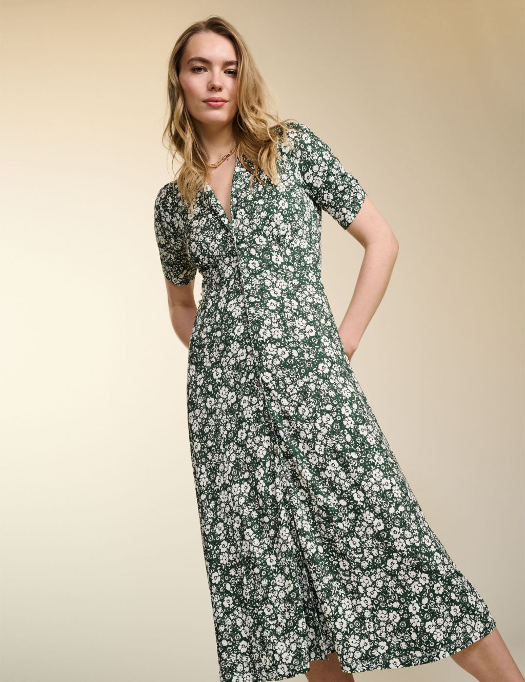 Floral Button Through Maxi Shirt Dress