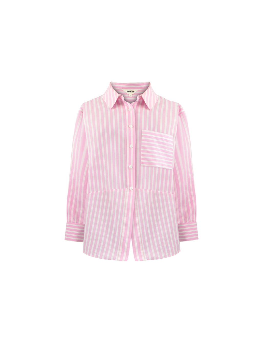 Cotton Blend Striped Collared Relaxed Shirt 1 of 6